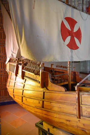SANTO DOMINGO, DOMINICAN REPUBLIC - JANUARY 30, 2016: Columbus' ships reproduction. Museum inside the Lighthouse of Christopher Columbus.のeditorial素材
