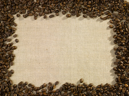 coffee beans on bag, coffee menuの写真素材
