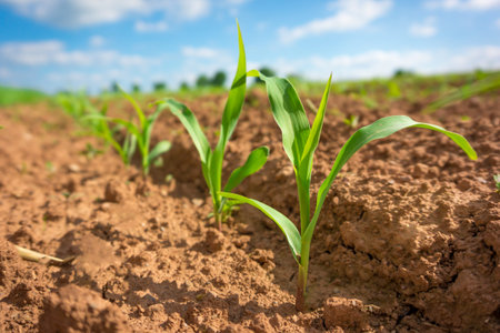 Corn germ in a field