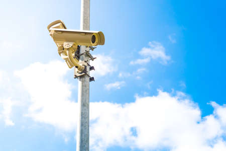 The camera is attached to the lanternの写真素材