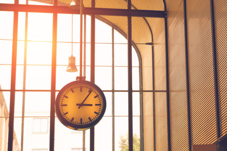 Clock at the exit from the railway stationの写真素材