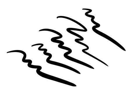 Modern abstract artwork featuring black wavy lines, perfect for dynamic backgrounds or creative graphic designs.のイラスト素材