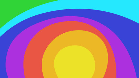 Bright, overlapping concentric circles in various colors resembling a rainbow, creating a vibrant...