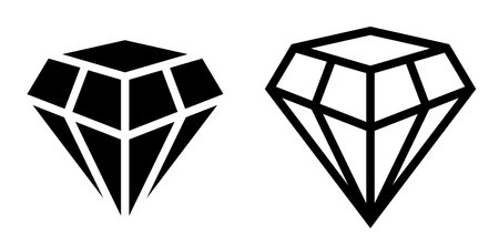 Two geometric diamond icons in black and white, showcasing different styles: solid and outlined, isolated on a white background.のイラスト素材
