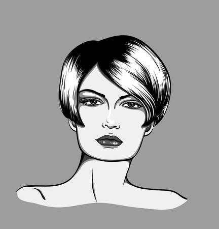 Portrait of a woman with short hairのイラスト素材