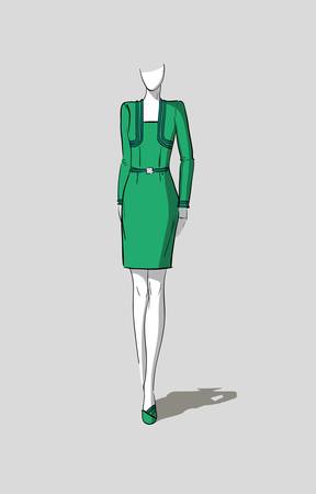 Woman in form-fitting dressのイラスト素材