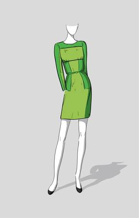 Woman in a green dress のイラスト素材