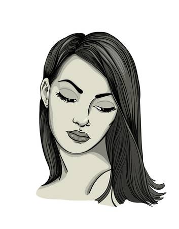 Portrait of a woman with long hairのイラスト素材