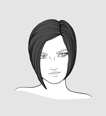 Portrait of brunette with medium long hairのイラスト素材