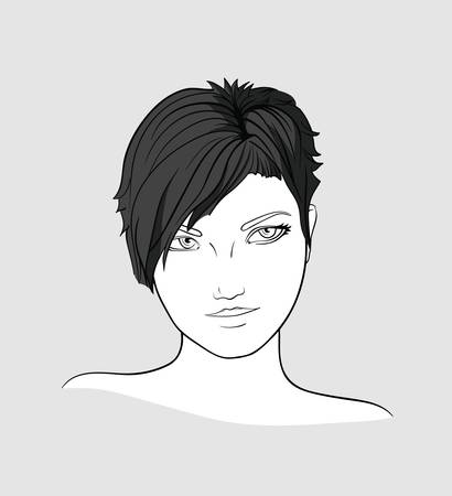 Portrait of brunette woman with short hairのイラスト素材