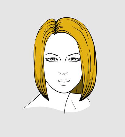 Face of woman with medium long hairのイラスト素材