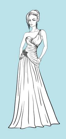 Beautiful wedding dress for young bride のイラスト素材