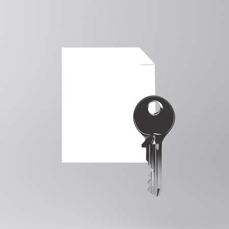 Sheet of paper and a key iconの写真素材