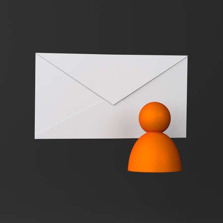 Envelope and person icon on blackの写真素材