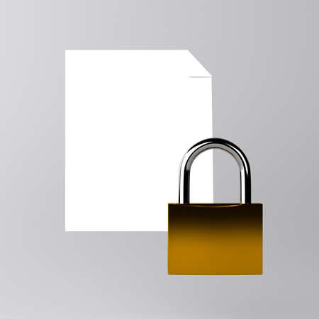 Sheet of paper and a lock iconの写真素材