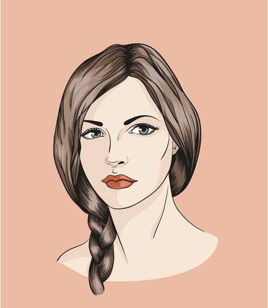 Face of girl with braidのイラスト素材