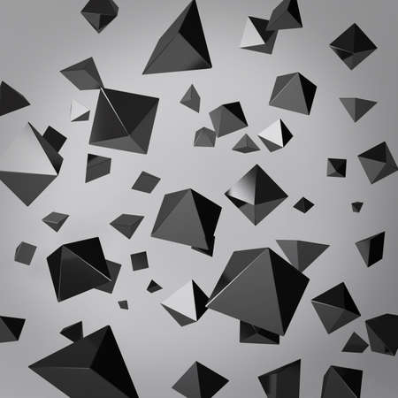 Abstract gray background made of black prismsの写真素材