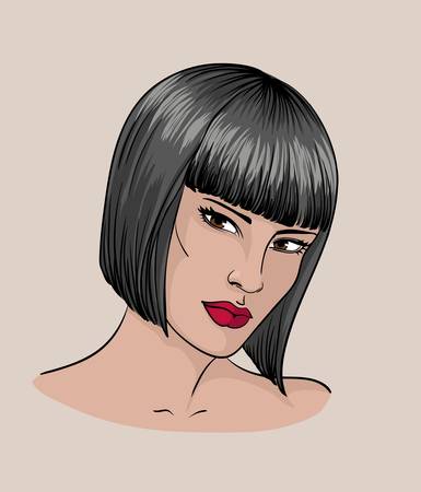 Face of a brunette with short hairのイラスト素材