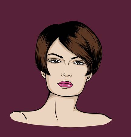  Face of woman with short hairのイラスト素材