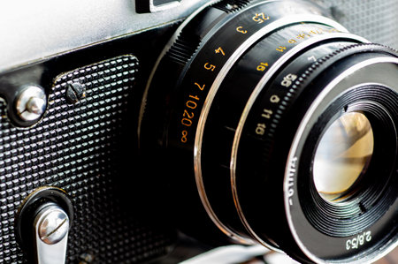 vintage camera close-up, detailsの写真素材