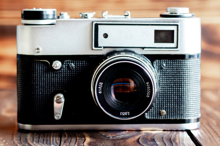 vintage camera close-up, detailsの写真素材