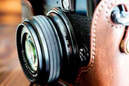 vintage camera close-up, detailsの写真素材
