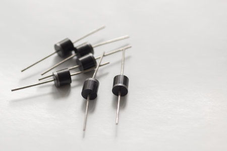 Semiconductor silicon rectifier diodes isolated on a white background.の写真素材