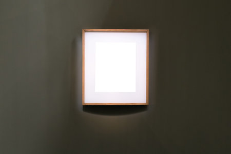 Blank empty golden frame on white background. Art gallery, museum exhibition white clipping pathの写真素材