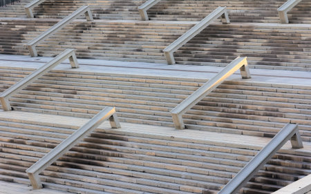Cement staircase, concrete structure outdoors. Construction industry