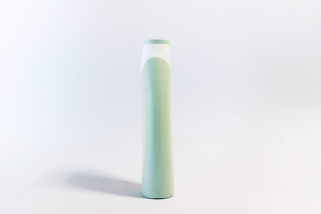 Blank plastic shampoo bottle on white background. Copy space for text, blank bottle