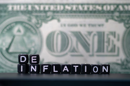 Inflation deflation on dollar currency in the market. Increasing and decreasing value of moneyの写真素材