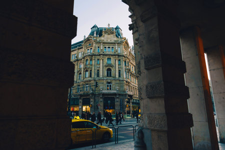 Hungary, Budapest, 5 march 2020 beautiful old architecture in Budapesta during evening