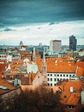 Slovakia, Bratislava, 11 march 2020 city from above in a cloudy spring dayのeditorial素材