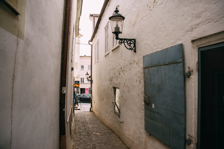 Austria/ Melk, 8 march 2020 photo of old cute street in austria, travel conceptのeditorial素材