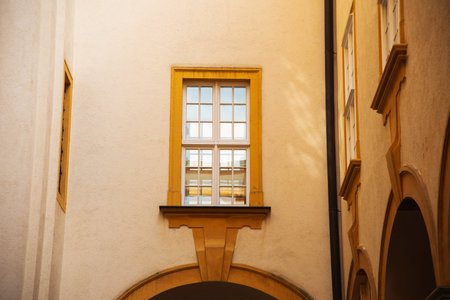 Austria/ Melk, 8 march 2020 beautiful windows in melk monastery in a beautiful spring dayのeditorial素材