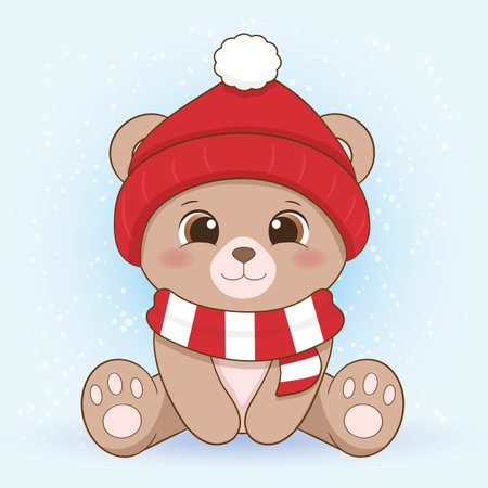 Cute baby bear winter clothesのイラスト素材