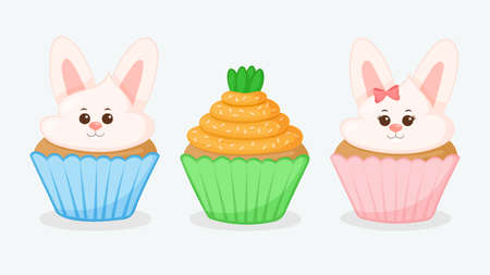 Cute Easter Cupcake Vector Illustartionのイラスト素材