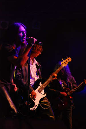 CARANSEBES - SEPTEMBER 12:  ultimul tren romanian rock band performing on stage at town festival concert, September 12.2010 in Caransebes, Romaniaのeditorial素材