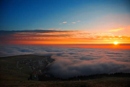 mountain top sunsetの写真素材