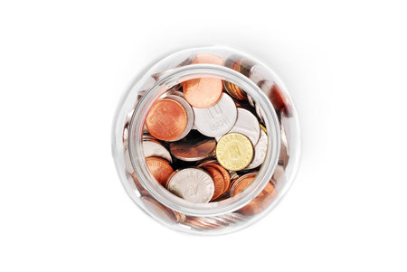 tip jar on white backgroundの写真素材