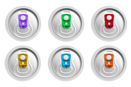 beer cans isolated top view
