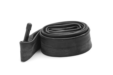 bicycle rubber tire tube on white