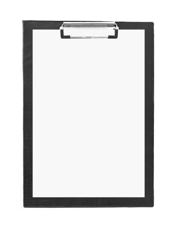 black clipboard on white backgroundの写真素材