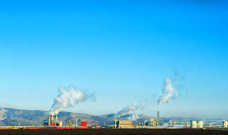 plant with smoke on clear skyの写真素材