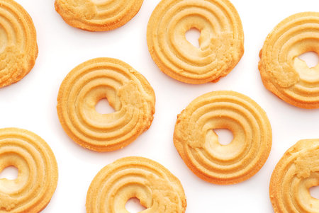butter biscuits background on white