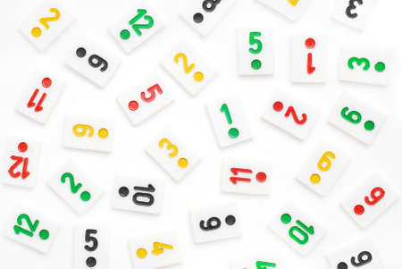 rummy pieces background on whiteの写真素材