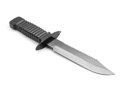 black military knife on white