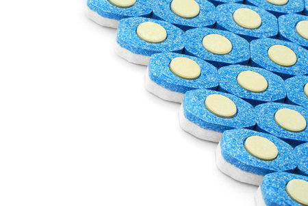 water softener tablets on white