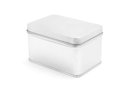 tin box on white backgroundの写真素材