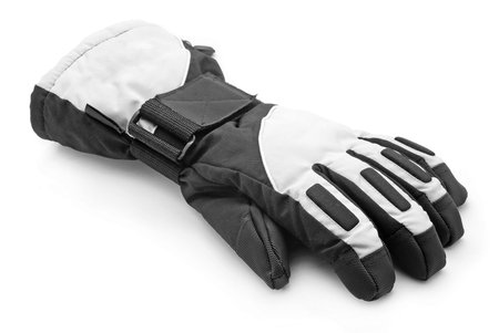winter ski gloves on whiteの写真素材